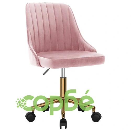 Въртящ се офис стол, розов, кадифе ➤ топ цена ➤ sorbe.bg