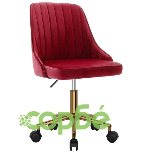 Въртящ се офис стол, виненочервен, кадифе ➤ топ цена ➤ sorbe.bg
