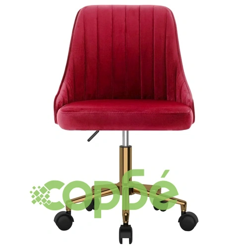 Въртящ се офис стол, виненочервен, кадифе ➤ топ цена ➤ sorbe.bg