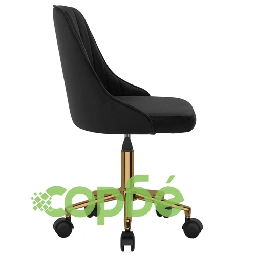 Въртящ се офис стол, черен, кадифе ➤ топ цена ➤ sorbe.bg