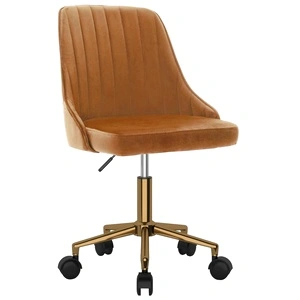 Въртящ се офис стол, кафяв, кадифе