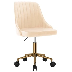 Въртящ се офис стол, кремав, кадифе