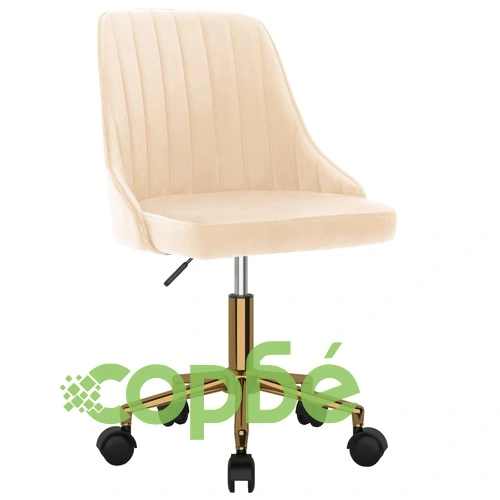 Въртящ се офис стол, кремав, кадифе ➤ топ цена ➤ sorbe.bg