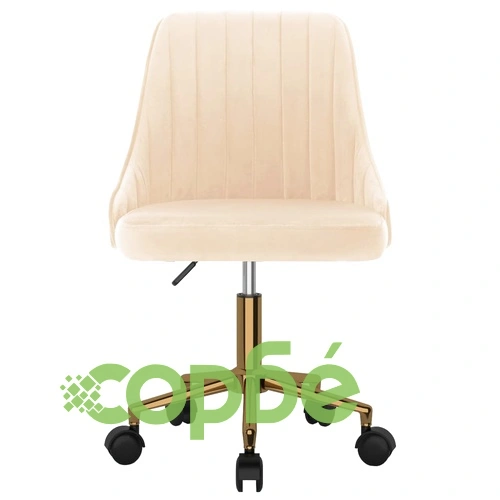 Въртящ се офис стол, кремав, кадифе ➤ топ цена ➤ sorbe.bg