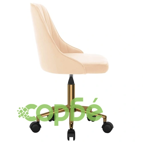 Въртящ се офис стол, кремав, кадифе ➤ топ цена ➤ sorbe.bg