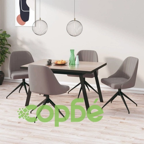 Трапезни столове, 4 бр, светлосиви, кадифе ➤ топ цена ➤ sorbe.bg