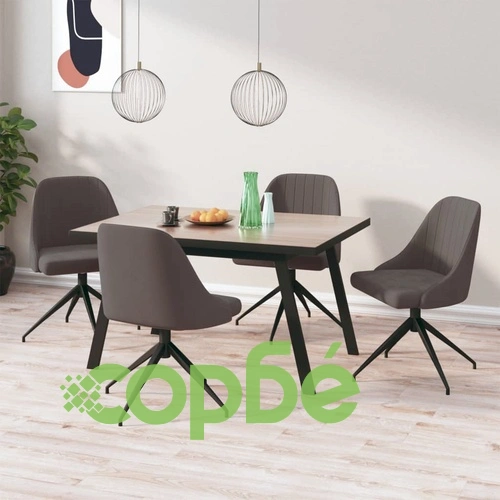 Трапезни столове, 4 бр, тъмносиви, кадифе ➤ топ цена ➤ sorbe.bg