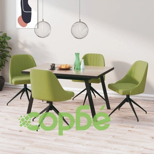 Трапезни столове, 4 бр, светлозелени, кадифе ➤ топ цена ➤ sorbe.bg