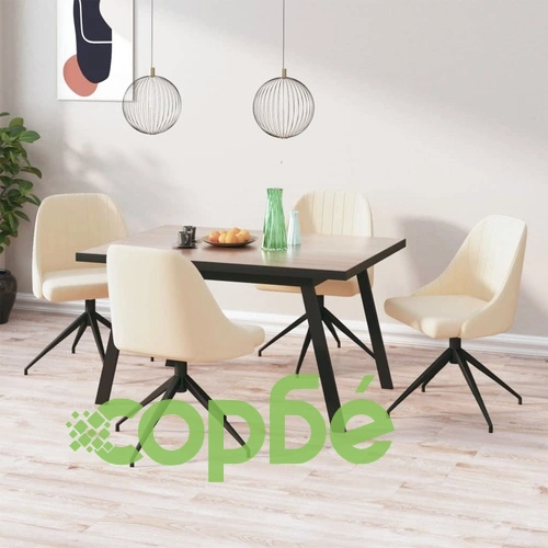 Трапезни столове, 4 бр, кремави, кадифе ➤ топ цена ➤ sorbe.bg