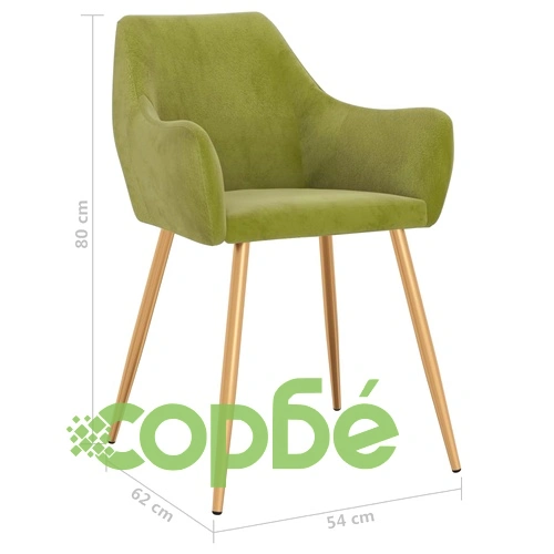 Трапезни столове, 4 бр, светлозелени, кадифе ➤ топ цена ➤ sorbe.bg