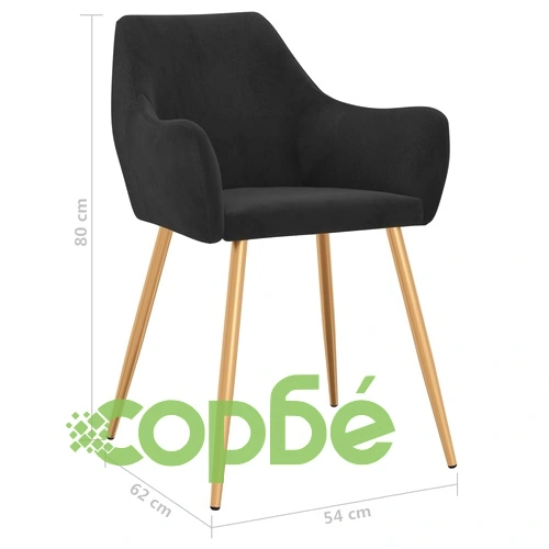 Трапезни столове, 4 бр, черни, кадифе ➤ топ цена ➤ sorbe.bg
