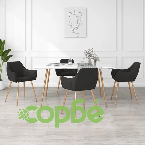 Трапезни столове, 4 бр, черни, кадифе ➤ топ цена ➤ sorbe.bg