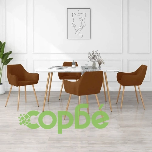 Трапезни столове, 4 бр, кафяви, кадифе ➤ топ цена ➤ sorbe.bg