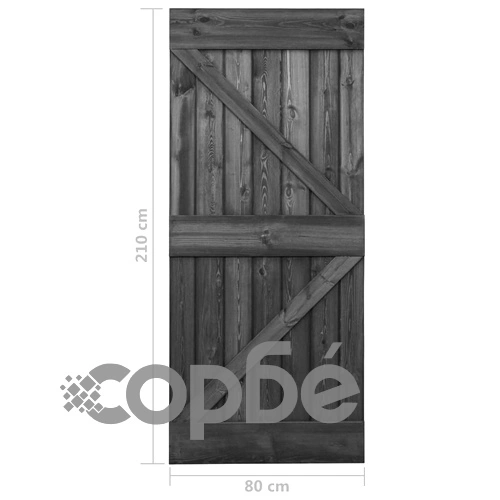 Плъзгаща врата с монтажни части, 80x210 см, бор масив, черна ➤ топ цена ➤ sorbe.bg