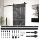 Плъзгаща врата с монтажни части, 80x210 см, бор масив, черна