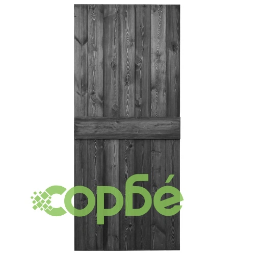 Плъзгаща врата с монтажни части, 80x210 см, бор масив, черна ➤ топ цена ➤ sorbe.bg