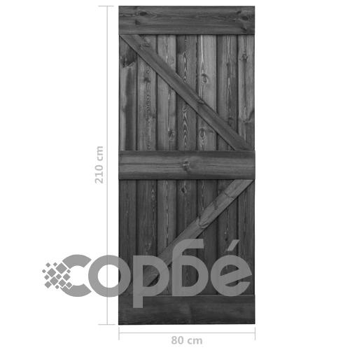 Плъзгаща врата с монтажни части, 80x210 см, бор масив, черна ➤ топ цена ➤ sorbe.bg