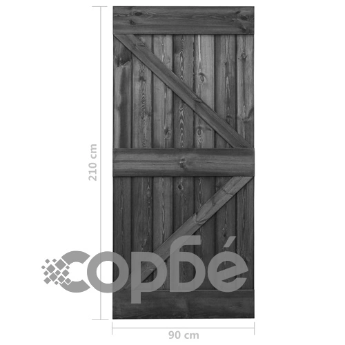 Плъзгаща врата с монтажни части, 90x210 см, бор масив, черна ➤ топ цена ➤ sorbe.bg