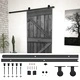 Плъзгаща врата с монтажни части, 90x210 см, бор масив, черна