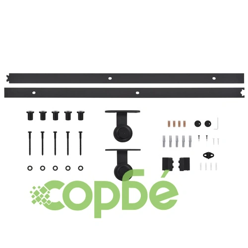 Плъзгаща врата с монтажни части, 90x210 см, бор масив, черна ➤ топ цена ➤ sorbe.bg