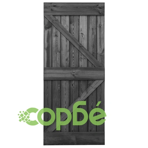 Плъзгаща врата с монтажни части, 90x210 см, бор масив, черна ➤ топ цена ➤ sorbe.bg