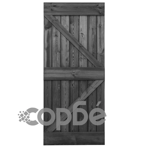 Плъзгаща врата с монтажни части, 90x210 см, бор масив, черна ➤ топ цена ➤ sorbe.bg