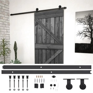 Плъзгаща врата с монтажни части, 100x210 см, бор масив, черна