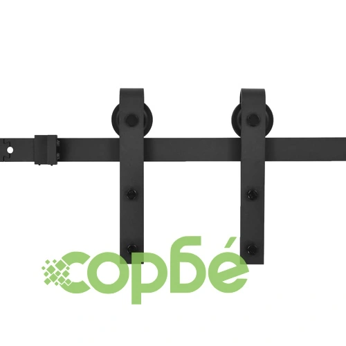 Плъзгаща врата с монтажни части, 100x210 см, бор масив, черна ➤ топ цена ➤ sorbe.bg