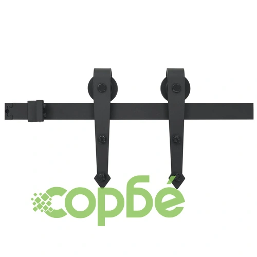 Плъзгаща врата с монтажни части, 100x210 см, бор масив, черна ➤ топ цена ➤ sorbe.bg