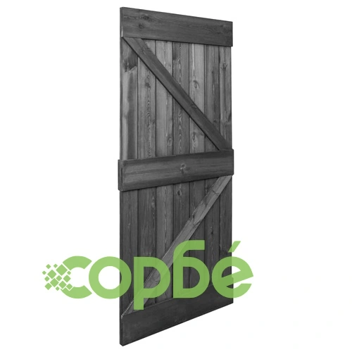 Плъзгаща врата с монтажни части, 100x210 см, бор масив, черна ➤ топ цена ➤ sorbe.bg