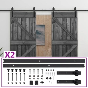 Плъзгаща врата с монтажни части, 100x210 см, бор масив, черна
