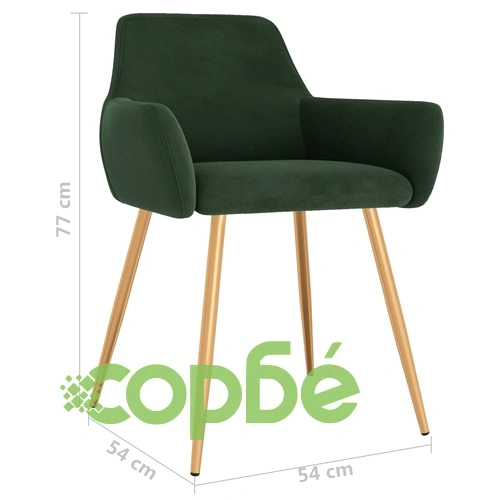 Трапезни столове, 4 бр, тъмнозелени, кадифе ➤ топ цена ➤ sorbe.bg