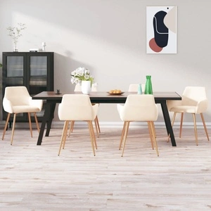 Трапезни столове, 6 бр, кремави, кадифе