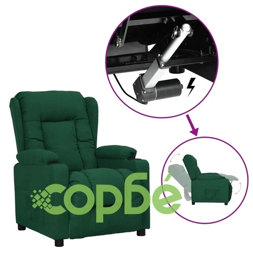 Изправящ стол, тъмнозелен, текстил ➤ топ цена ➤ sorbe.bg