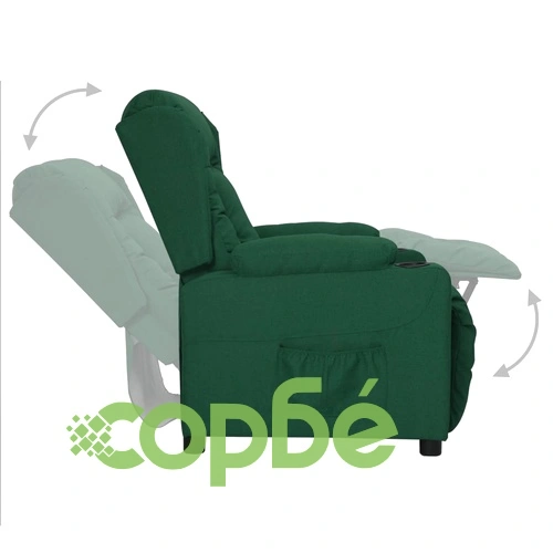 Изправящ стол, тъмнозелен, текстил ➤ топ цена ➤ sorbe.bg