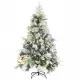 Коледна елха с флокиран сняг, LED и шишарки, 150 см, PVC и PE