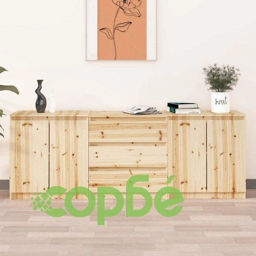 Странични шкафове, 3 бр, чам масив ➤ топ цена ➤ sorbe.bg