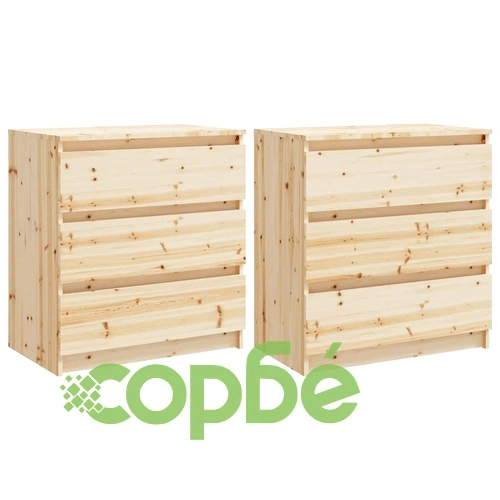Странични шкафчета, 2 бр, 60x36x64 см, масивно чамово дърво ➤ топ цена ➤ sorbe.bg