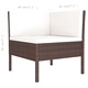 Градински лаундж комплект с възглавници 5 части кафяв полиратан