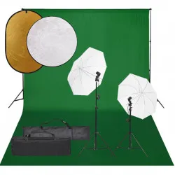 Фотографски комплект за студио, комплект лампи, фон и рефлектор