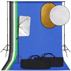 Фотографски комплект за студио със софтбокс, фон и рефлектор