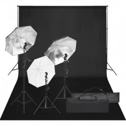 Фотографски комплект за студио с комплект лампи и фон