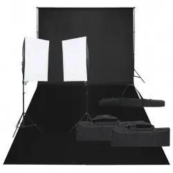 Фотографски комплект за студио с комплект лампи и фон