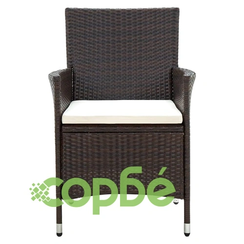 Градински комплект с възглавници, 9 части, полиратан, кафяв ➤ топ цена ➤ sorbe.bg