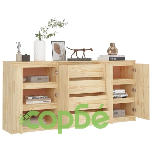 Странични шкафове, 3 бр, борова дървесина масив ➤ топ цена ➤ sorbe.bg