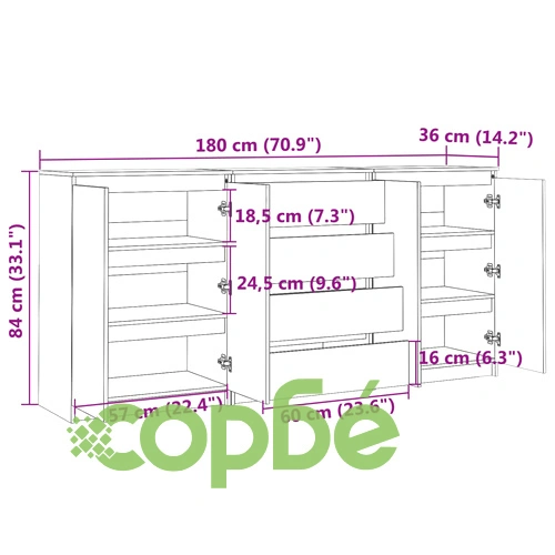 Странични шкафове, 3 бр, борова дървесина масив ➤ топ цена ➤ sorbe.bg