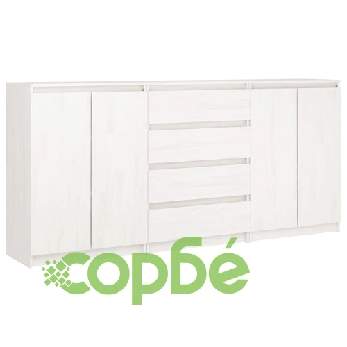 Странични шкафове, 3 бр, бели, борова дървесина масив ➤ топ цена ➤ sorbe.bg