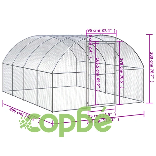 Птичарник на открито, 3x4x2 м, поцинкована стомана ➤ топ цена ➤ sorbe.bg