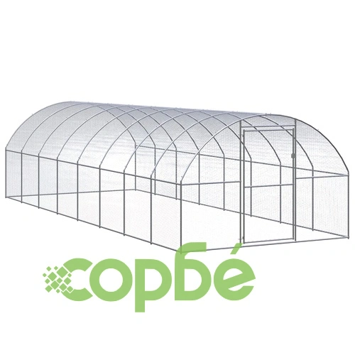 Птичарник на открито, 3x8x2 м, поцинкована стомана ➤ топ цена ➤ sorbe.bg