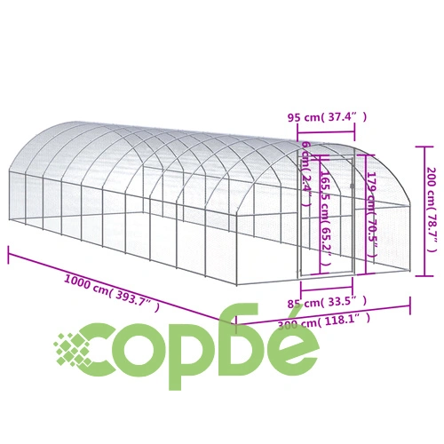 Птичарник на открито, 3x10x2 м, поцинкована стомана ➤ топ цена ➤ sorbe.bg